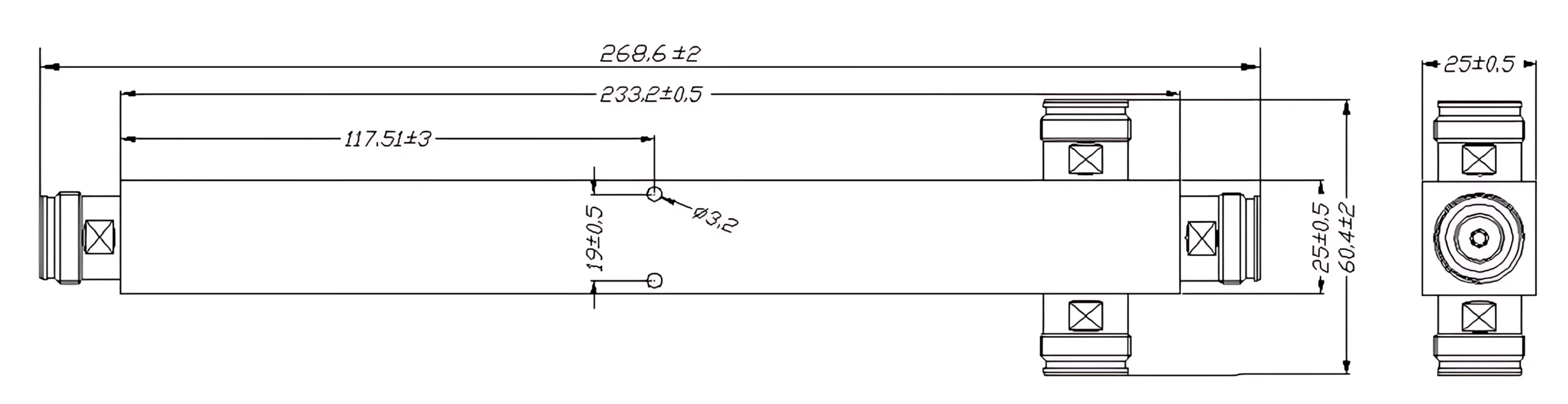 3-Way Power Splitter RF Components TA-6038-3W161F43