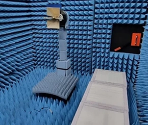 RF anechoic chamber with absorptive panels used for far-field antenna performance validation