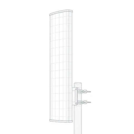 Wireframe rendering of a tall rectangular panel antenna mounted on a pole